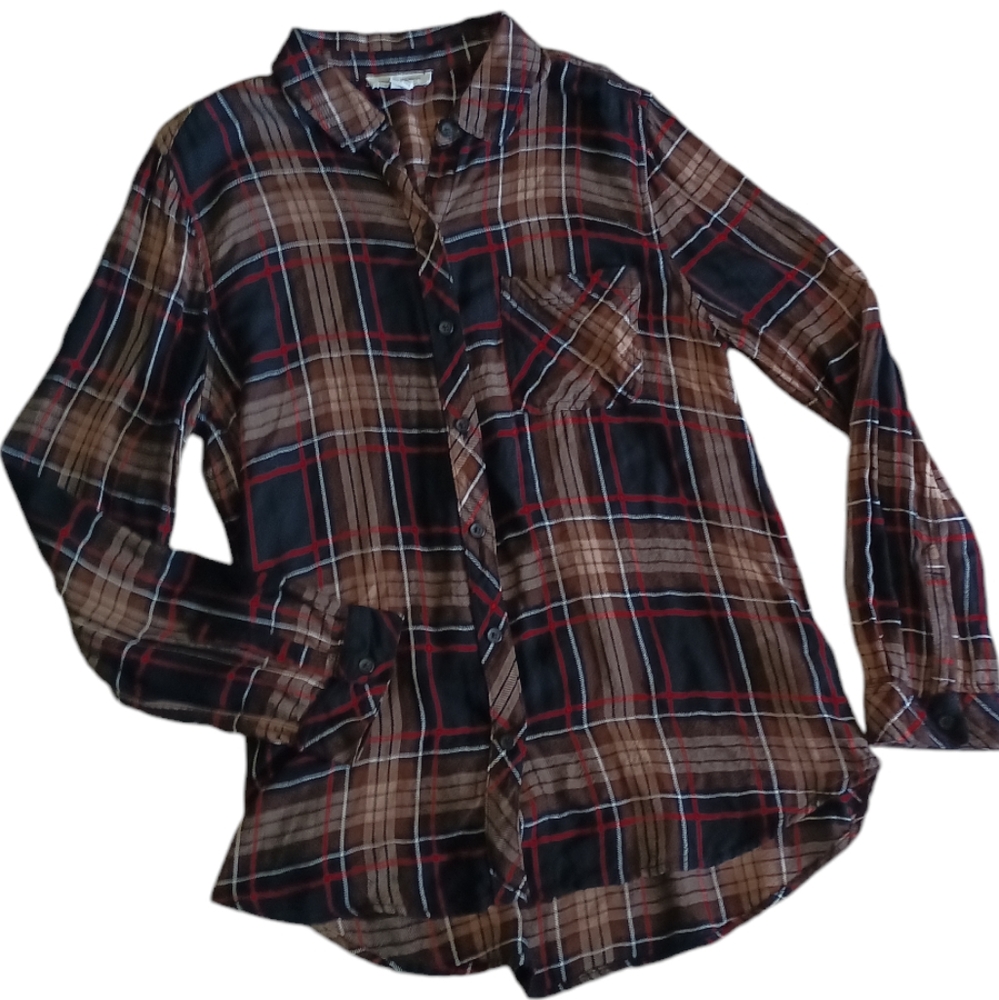 Beachlunchlounge Charley Plaid Button Front Shirt L
